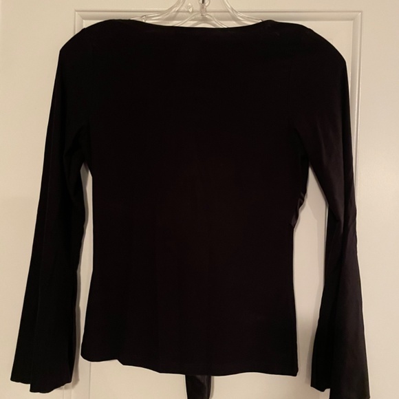 Sexy black blouse with satin bow detail and bell sleeves - Picture 2 of 2